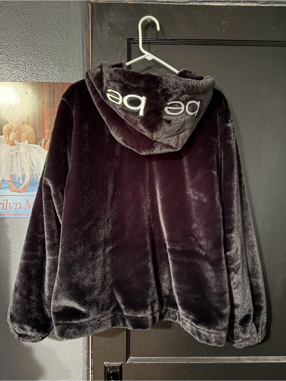 NWT bebe Plush Hooded Zip Jacket in Black - Picture 7 of 8